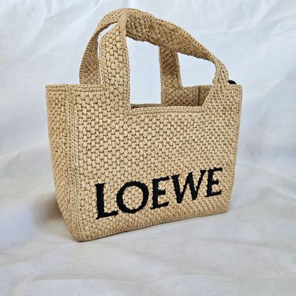 Loewe Font Tote Small Bag in Raffia