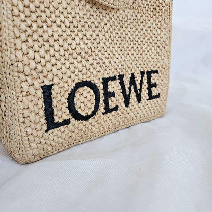 Loewe Font Tote Small Bag in Raffia