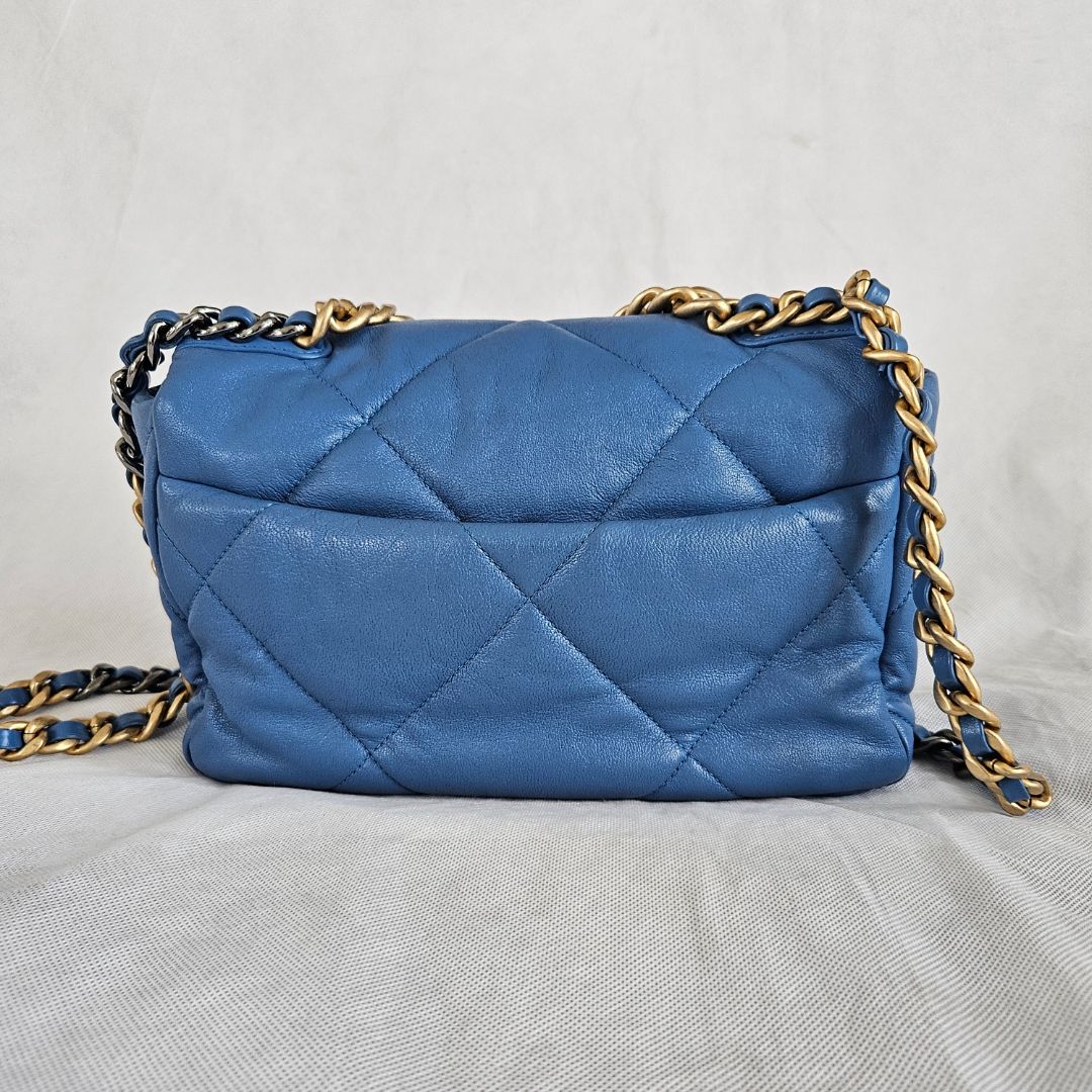 Chanel Blue Quilted Leather Small 19 Flap Bag