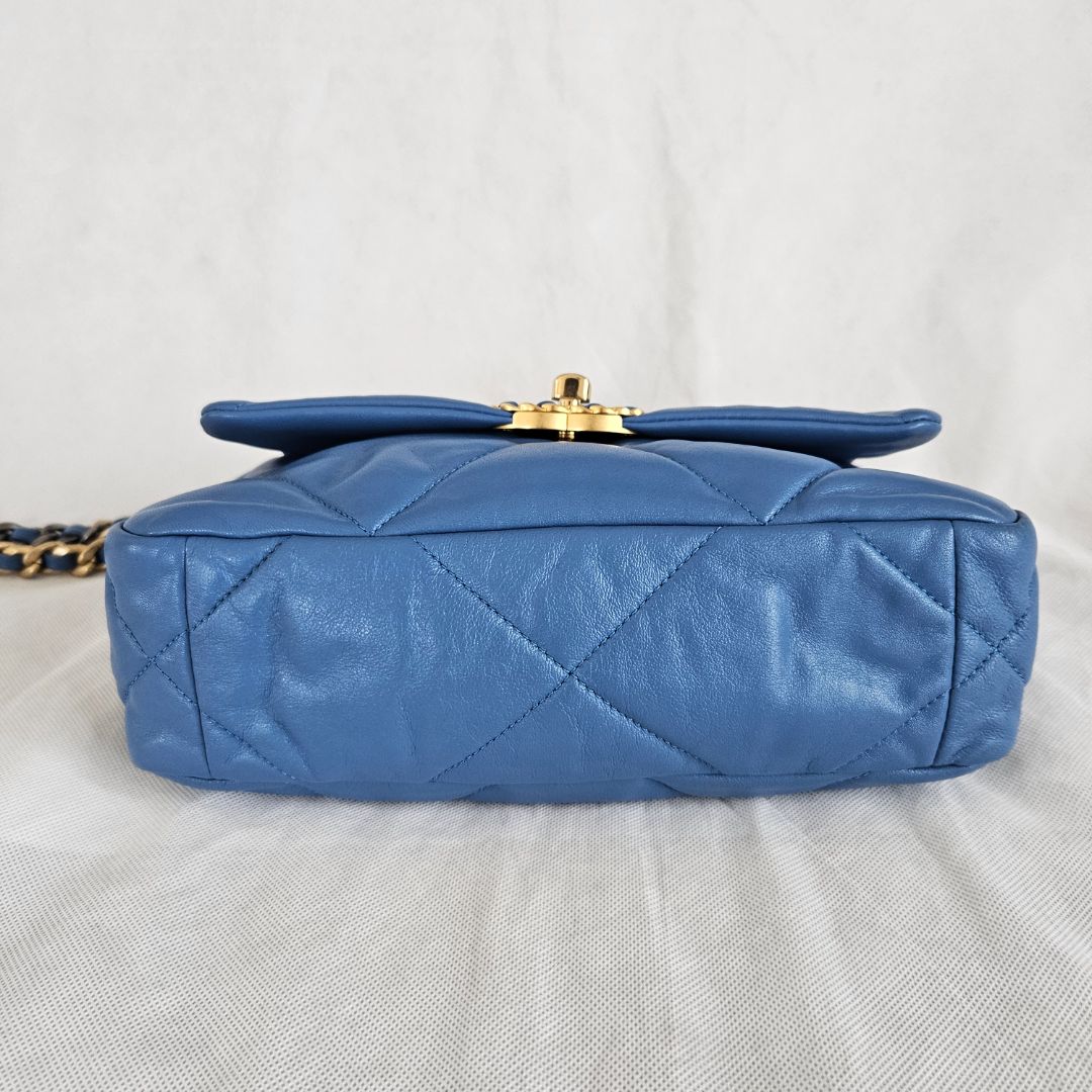 Chanel Blue Quilted Leather Small 19 Flap Bag
