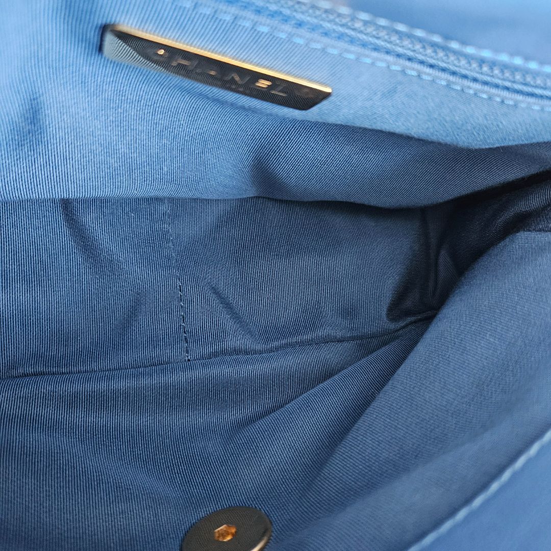 Chanel Blue Quilted Leather Small 19 Flap Bag