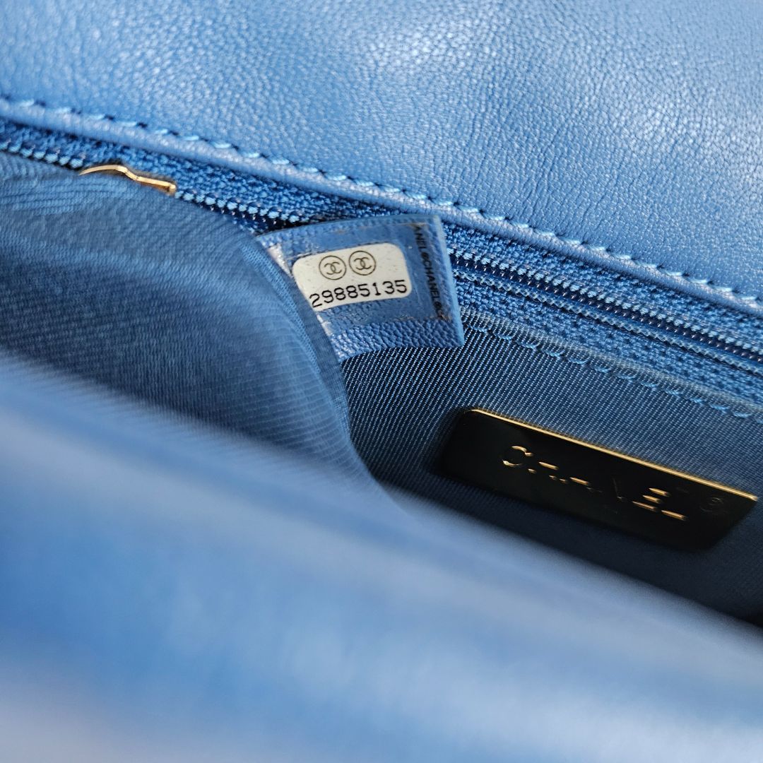 Chanel Blue Quilted Leather Small 19 Flap Bag