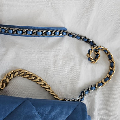 Chanel Blue Quilted Leather Small 19 Flap Bag