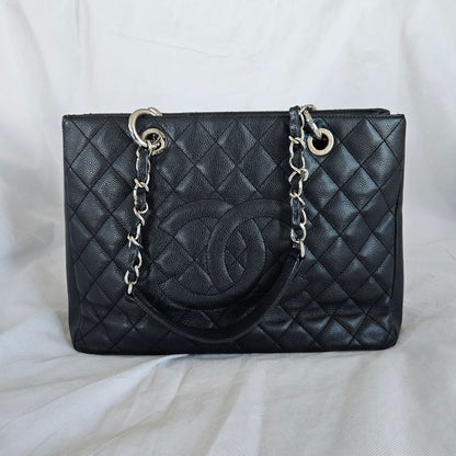 Chanel black GST tote bag caviar