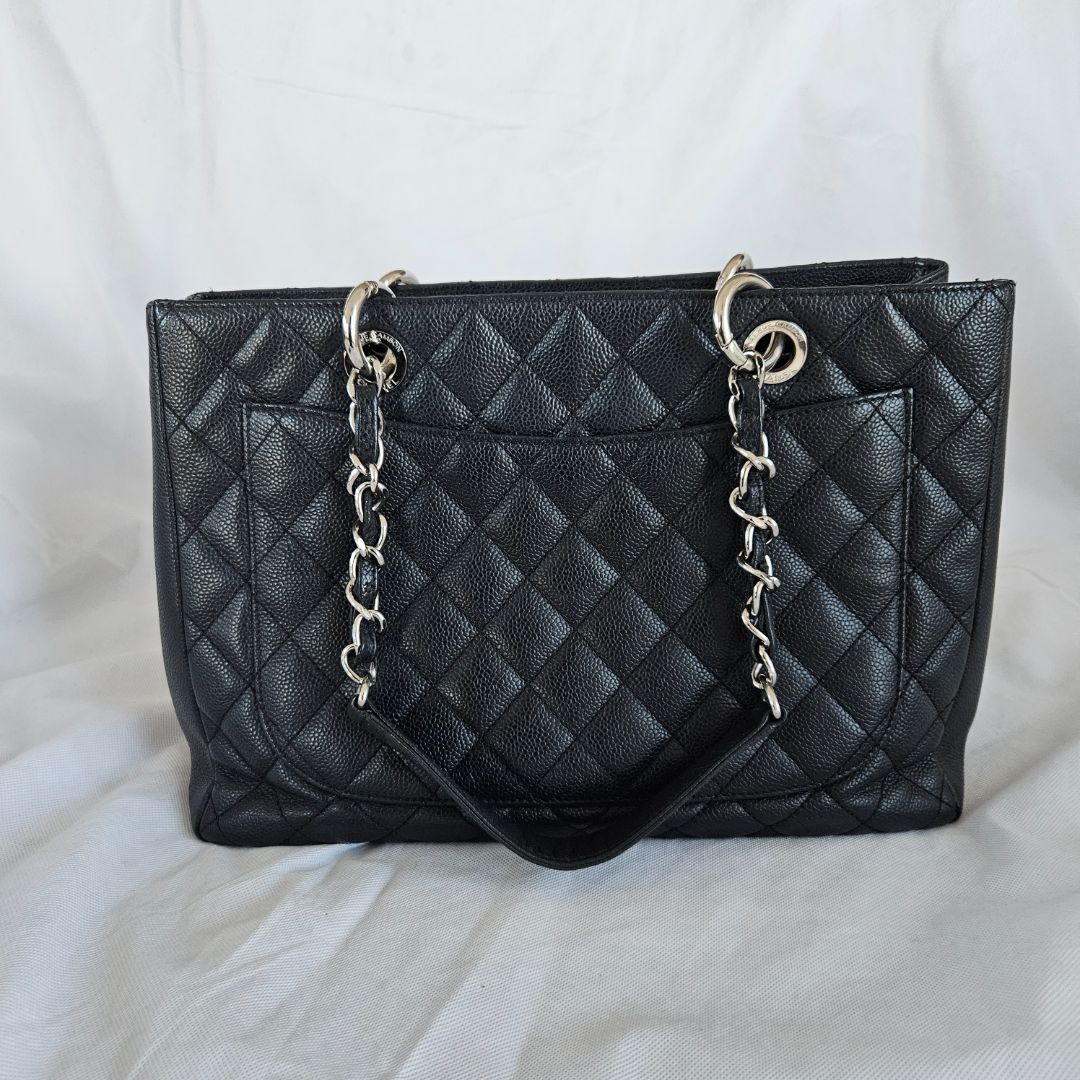 Chanel black GST tote bag caviar