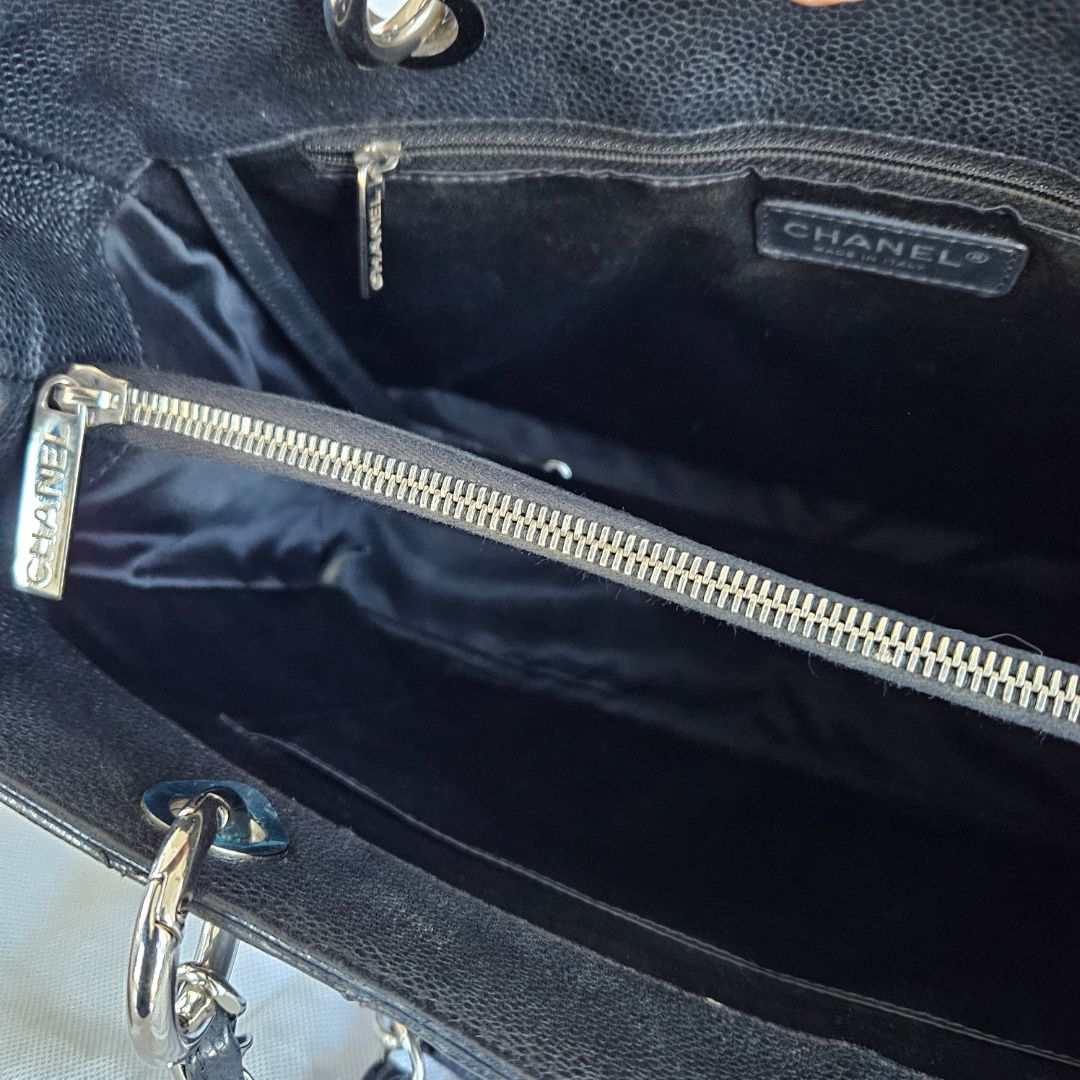 Chanel black GST tote bag caviar
