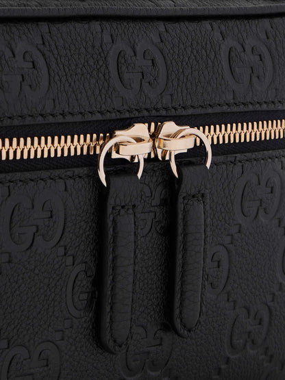 GUCCI GG Emblem mini debossed textured-leather shoulder bag