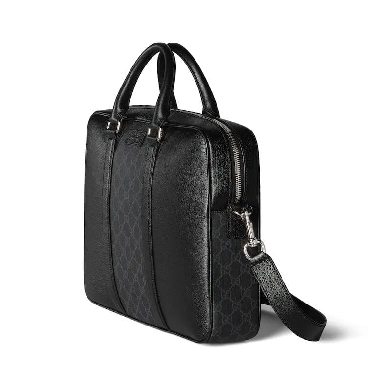GUCCI MEDIUM GG BRIEFCASE WITH LOGO PLAQUE