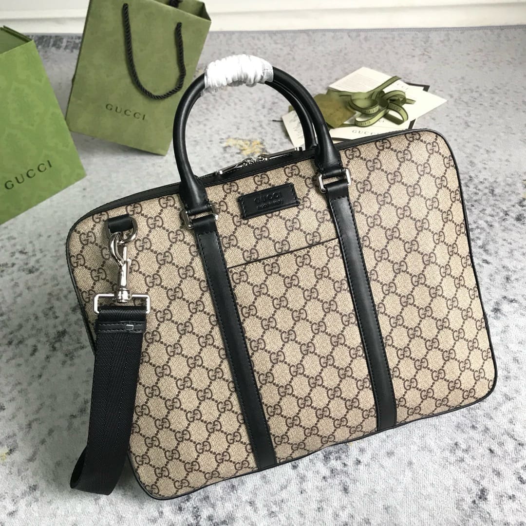 GUCCI Supreme Monogram Briefcase Black