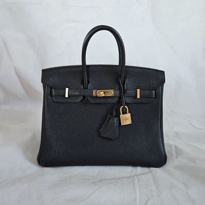 Hermès 25 Birkin Black Togo Leather with Rose Gold Hardware