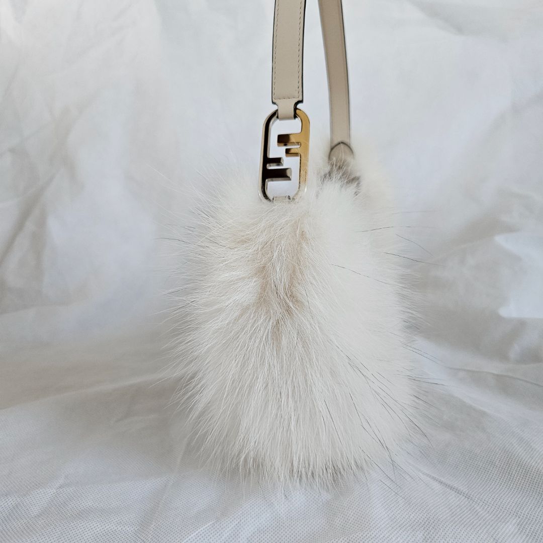 Fendi O'Lock Swing Fox Fur Lined Shoulder Bag