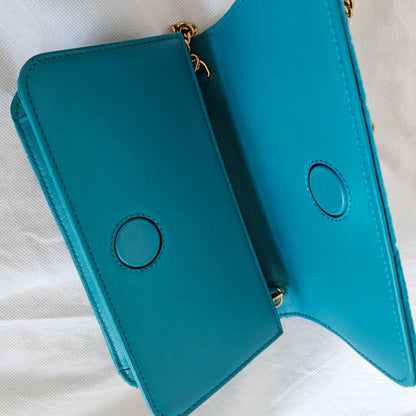 Velvet Matelasse GG Marmont Mini Bag Pavone Cyan