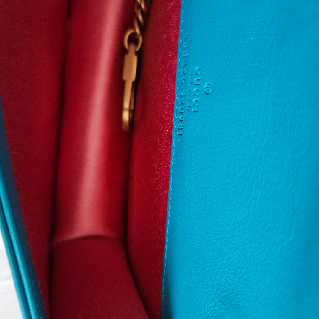 Velvet Matelasse GG Marmont Mini Bag Pavone Cyan