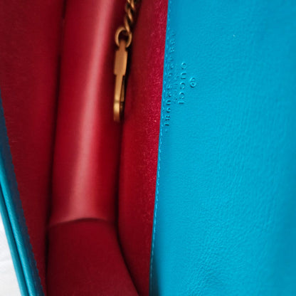 Velvet Matelasse GG Marmont Mini Bag Pavone Cyan
