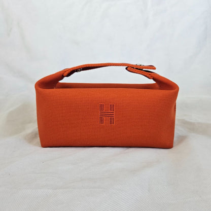 Hermès Orange Canvas Toile Bride-A-Brac Small Travel Case