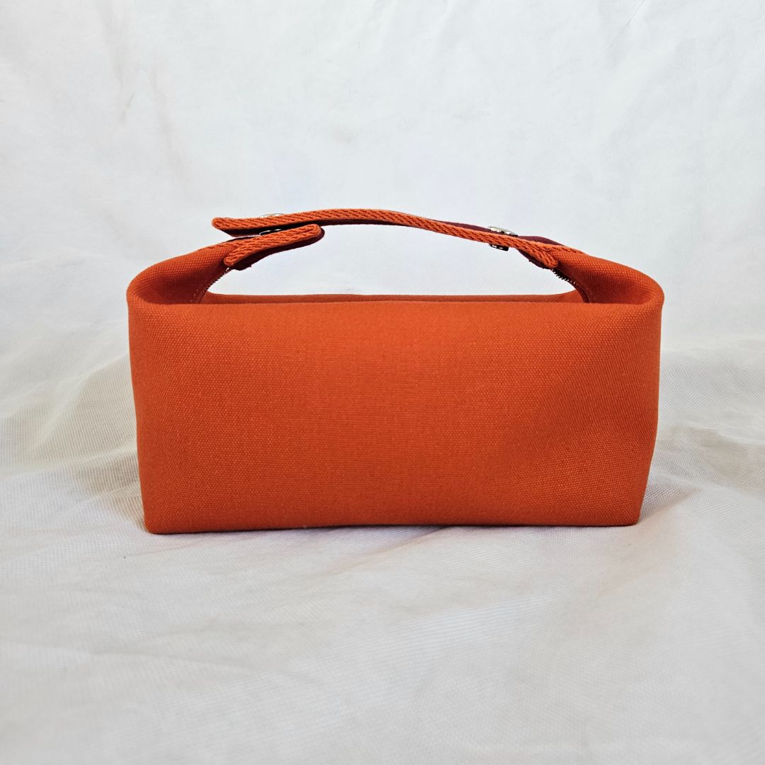 Hermès Orange Canvas Toile Bride-A-Brac Small Travel Case