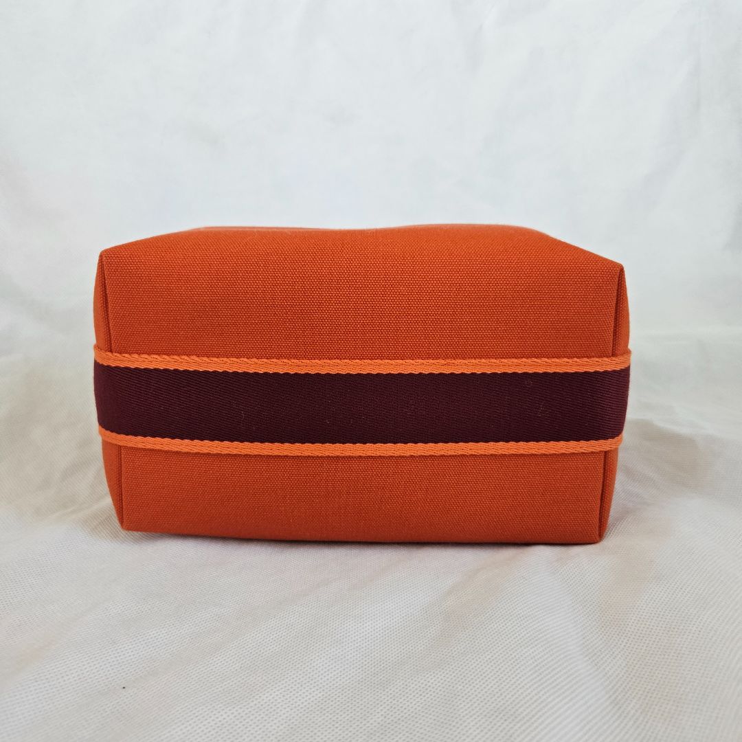 Hermès Orange Canvas Toile Bride-A-Brac Small Travel Case