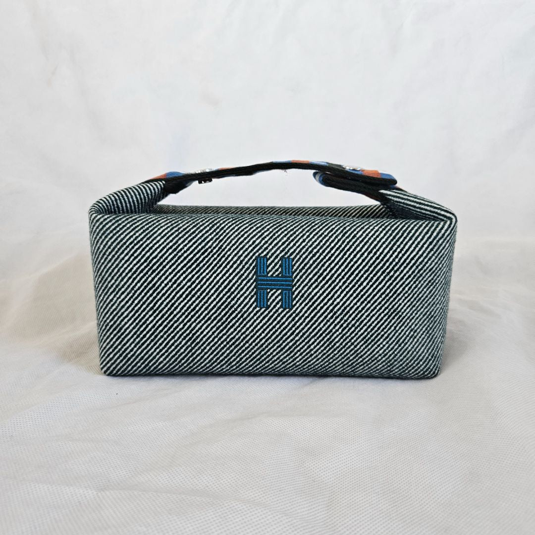 Hermès Blue/Multicolor Canvas Toile Bride-A-Brac Small Travel Case