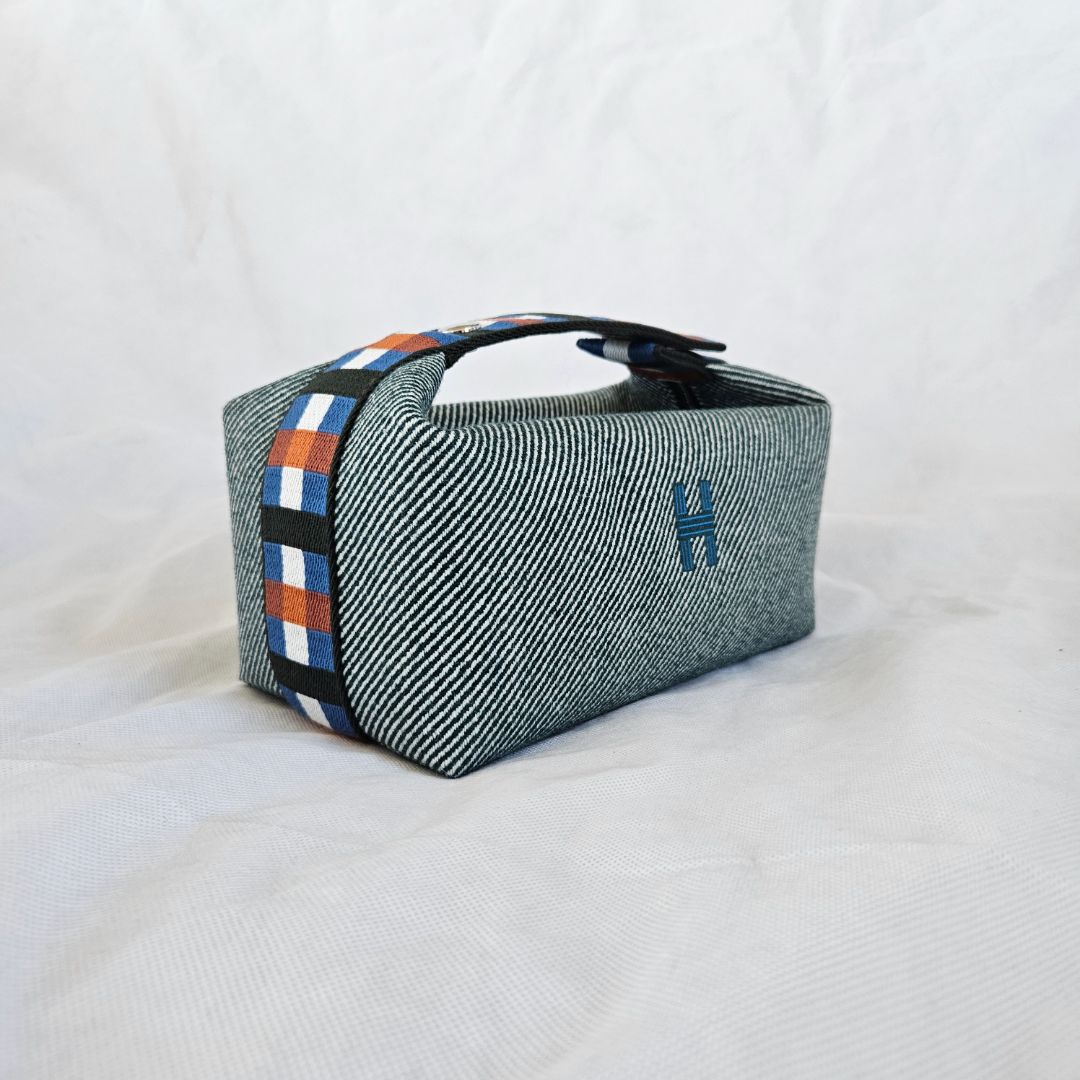 Hermès Blue/Multicolor Canvas Toile Bride-A-Brac Small Travel Case