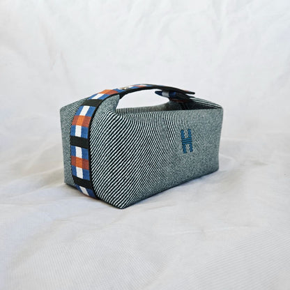 Hermès Blue/Multicolor Canvas Toile Bride-A-Brac Small Travel Case