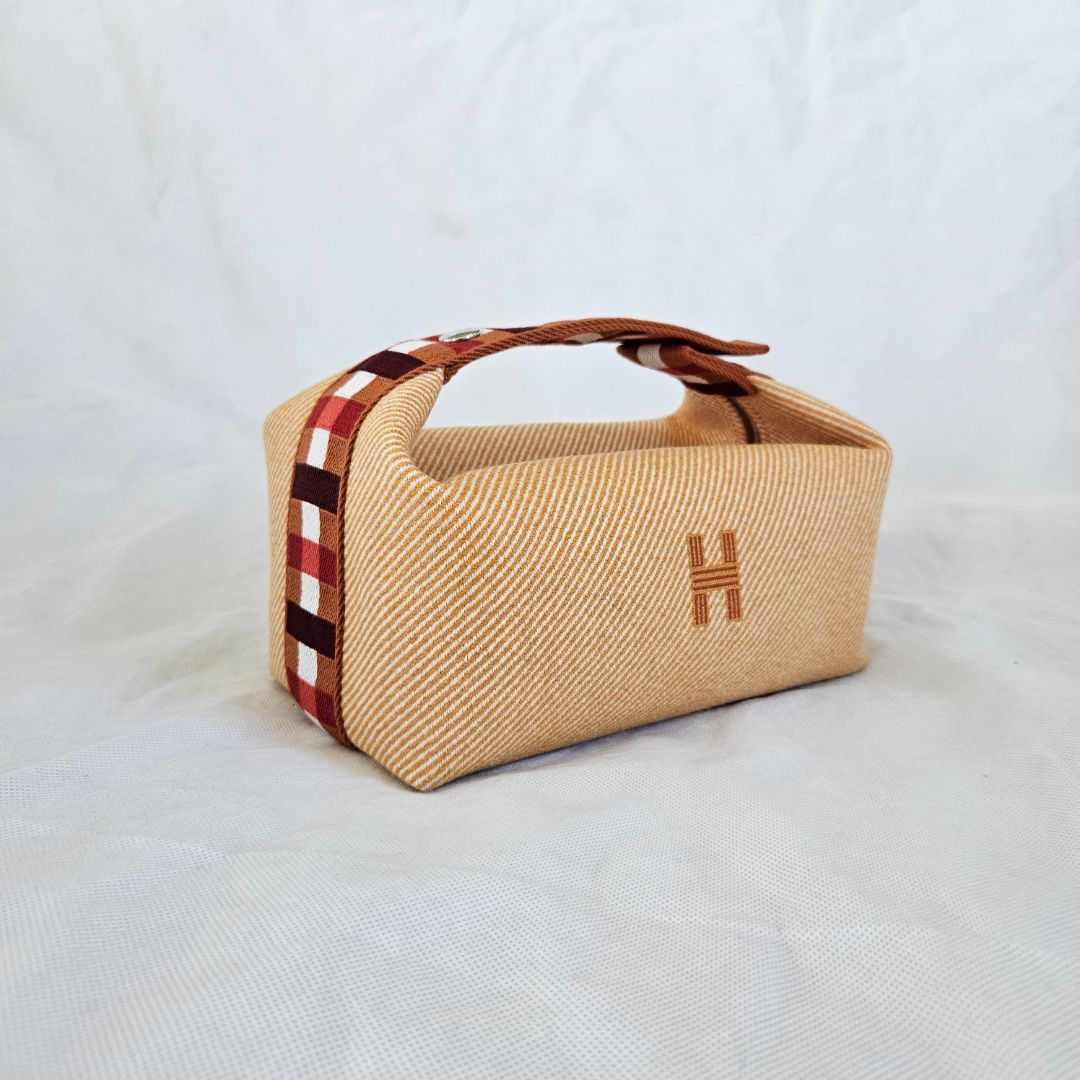 Hermès Orange/Multicolor Canvas Toile Bride-A-Brac Small Travel Case