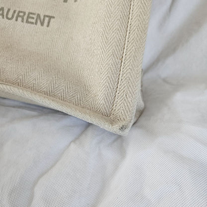 Saint Laurent Rive Gauche Tote Bag in Linen and Leather
