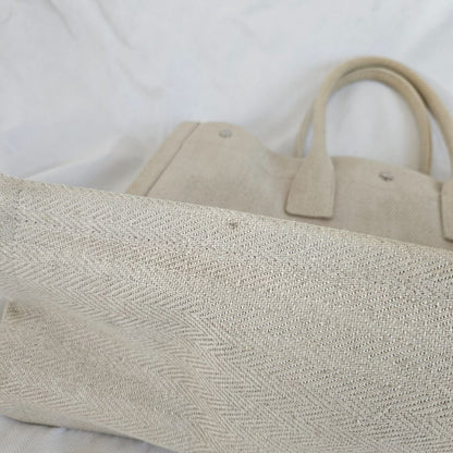 Saint Laurent Rive Gauche Tote Bag in Linen and Leather