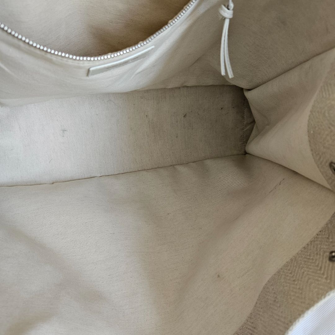 Saint Laurent Rive Gauche Tote Bag in Linen and Leather