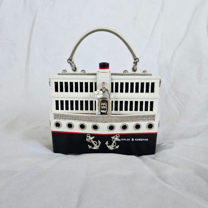 Dolce & Gabbana Yacht Boat Wooden DOLCE BOX Bag in White and Black
