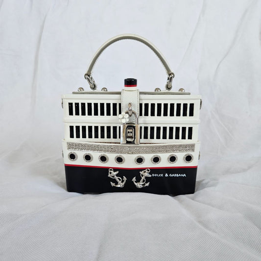 Dolce & Gabbana Yacht Boat Wooden DOLCE BOX Bag in White and Black