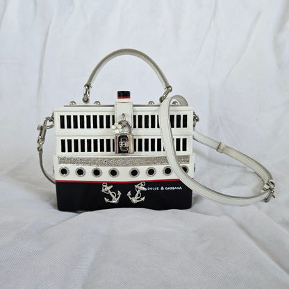 Dolce & Gabbana Yacht Boat Wooden DOLCE BOX Bag in White and Black