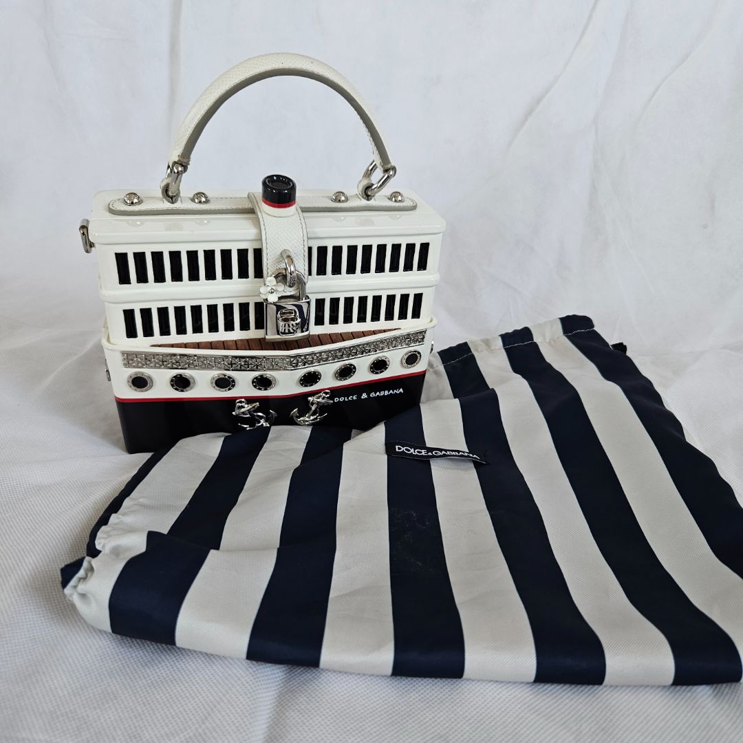 Dolce & Gabbana Yacht Boat Wooden DOLCE BOX Bag in White and Black