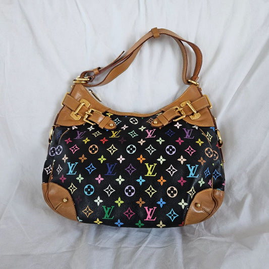 Louis Vuitton x Murakami Black Multicolor Monogram Canvas Greta Vintage Bag