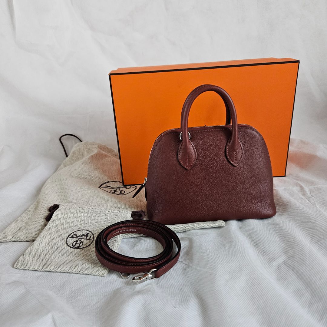 Hermès Mini Bolide 1923 Mini Evercolor 55 Rouge H bag with palladium hardware