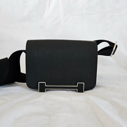 Hermès Noir Chevre Leather Geta Bag