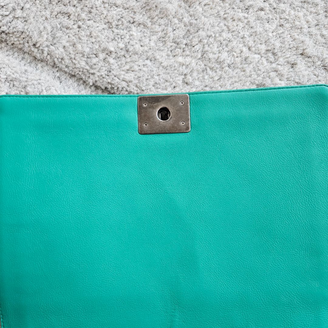 Chanel Green Large Quilted Leather Le Boy Bag