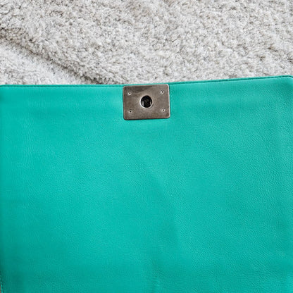 Chanel Green Large Quilted Leather Le Boy Bag