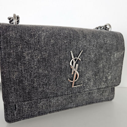 Saint Laurent Grey Denim Sunset Bag