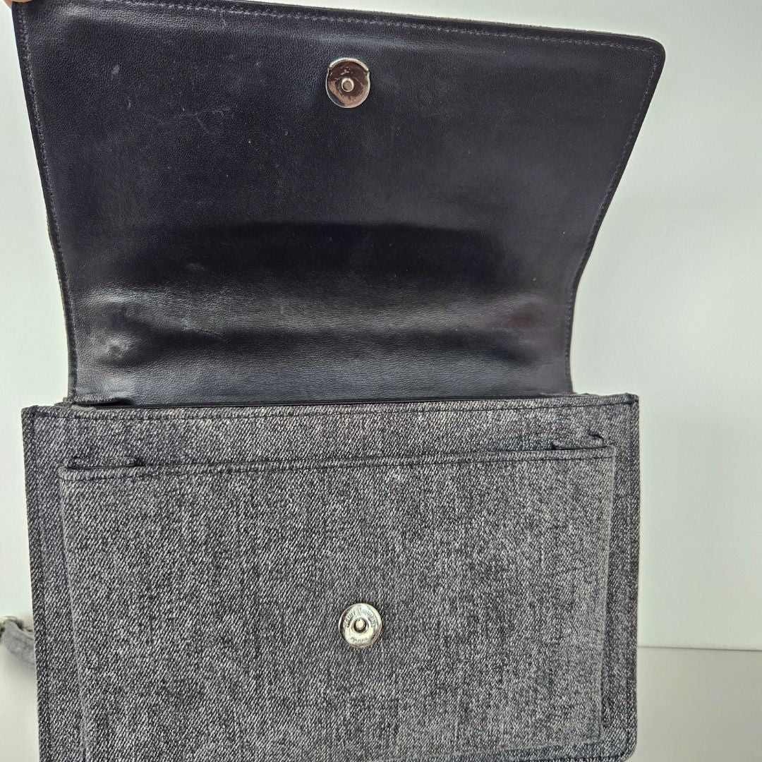 Saint Laurent Grey Denim Sunset Bag