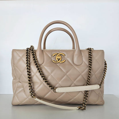 Chanel Lambskin Portobello Tote Beige Bag