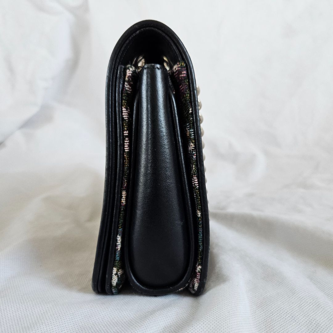 Miu Miu Leather trimmed qppliqued floral-jacquard bag