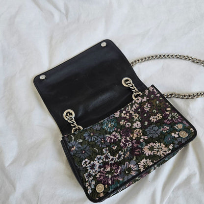 Miu Miu Leather trimmed qppliqued floral-jacquard bag