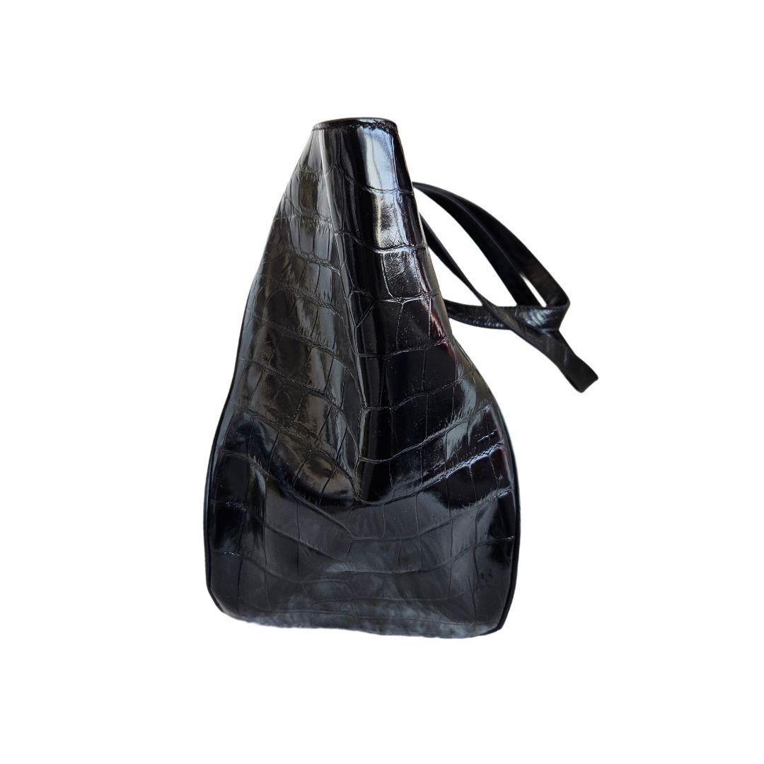 Versace Black Large Greca Goddess Tote Bag