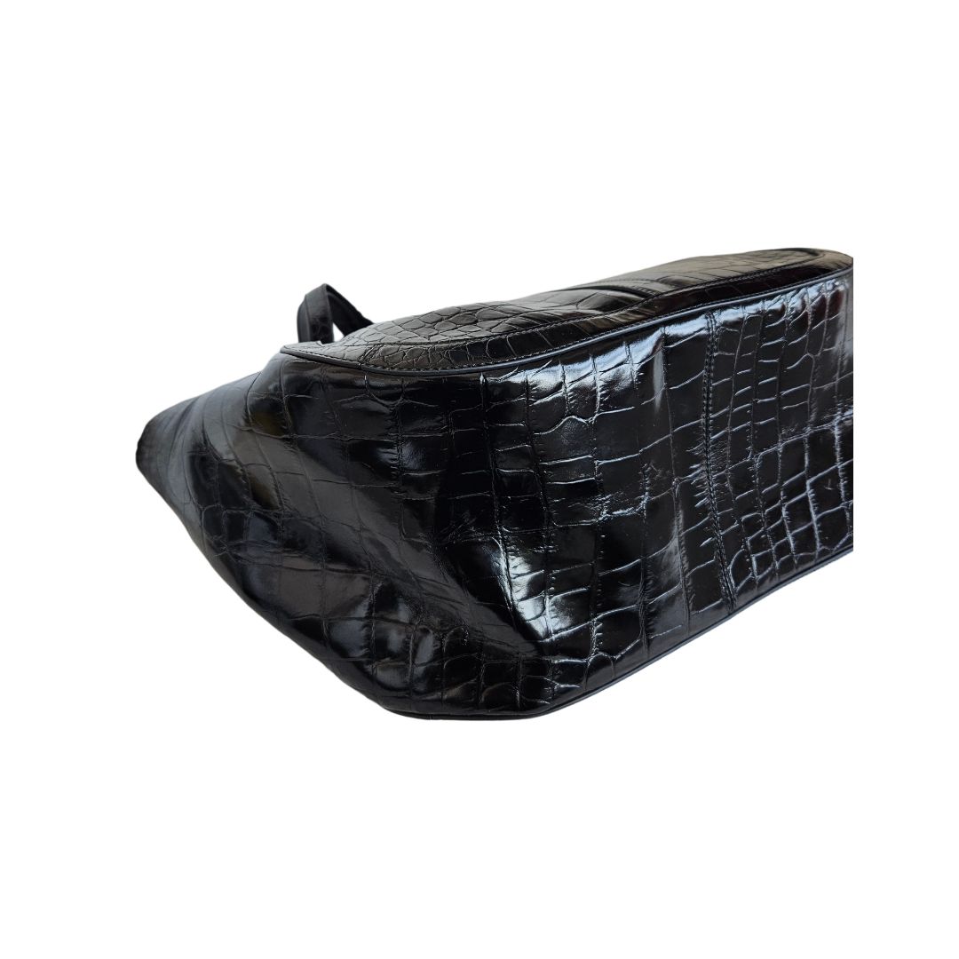 Versace Black Large Greca Goddess Tote Bag