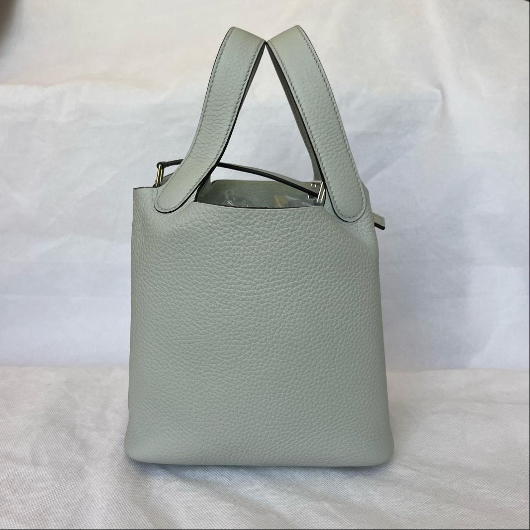 Hermes Picotin Lock 18  Taurillon Clemence Blue Pale PHW Bag
