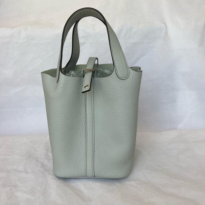 Hermes Picotin Lock 18  Taurillon Clemence Blue Pale PHW Bag