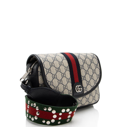 Gucci GG Supreme Ophidia Studded Web Flap Small Messenger