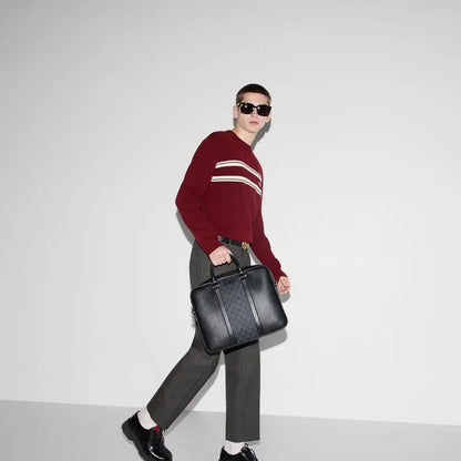 GUCCI MEDIUM GG BRIEFCASE WITH LOGO PLAQUE
