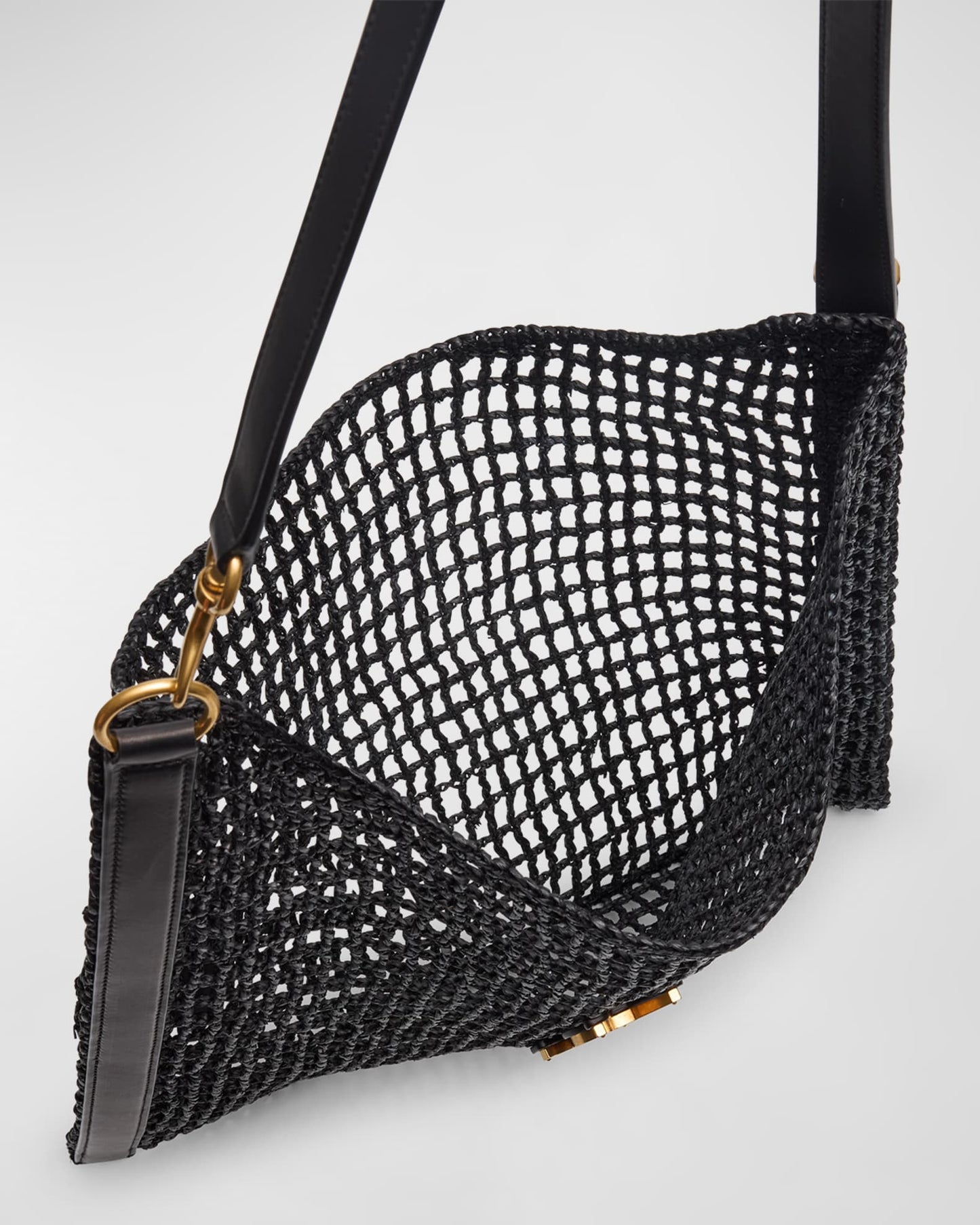 Saint Laurent Xalis YSL Shoulder Bag in Raffia Macrame
