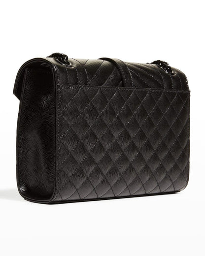 Saint Laurent Envelope Triquilt Medium YSL Shoulder Bag in Grained Leather